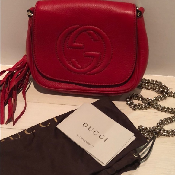 Gucci Soho Flap Red Leather tassel bag - Picture 3 of 16